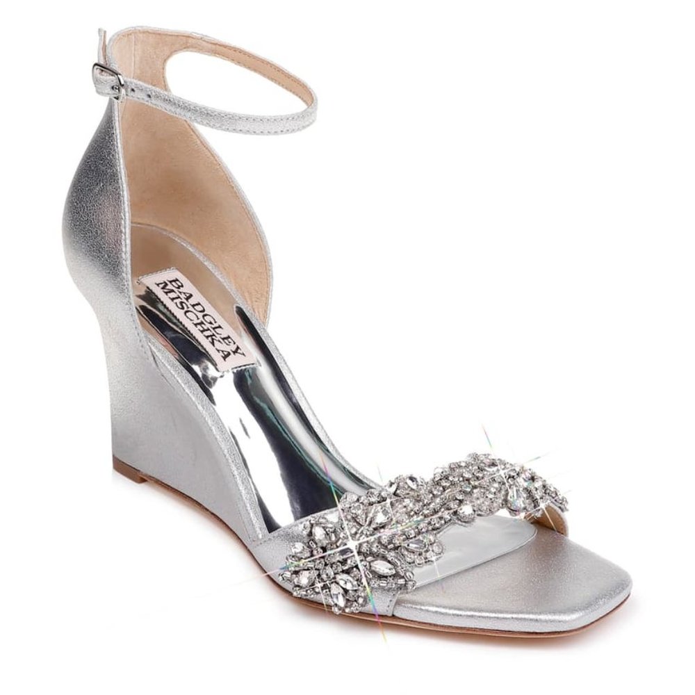 Badgley Mischka Aliyah Jeweled Sandal Platinum 7.5